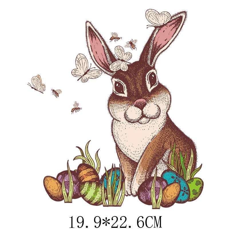 Акция! Термотрансферные наклейки с кроликом аппликации для курток платьев