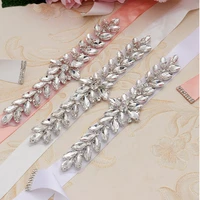 missrdress daimond wedding belt crystal flower bridal sash silver rhinestones wedding sash for bridal bridesmaid dresses jk843