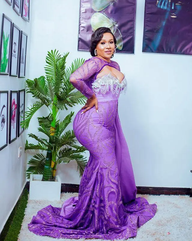 2024 Aso Ebi Фиолетовые вечерние платья русалки Африканское вечернее платье со