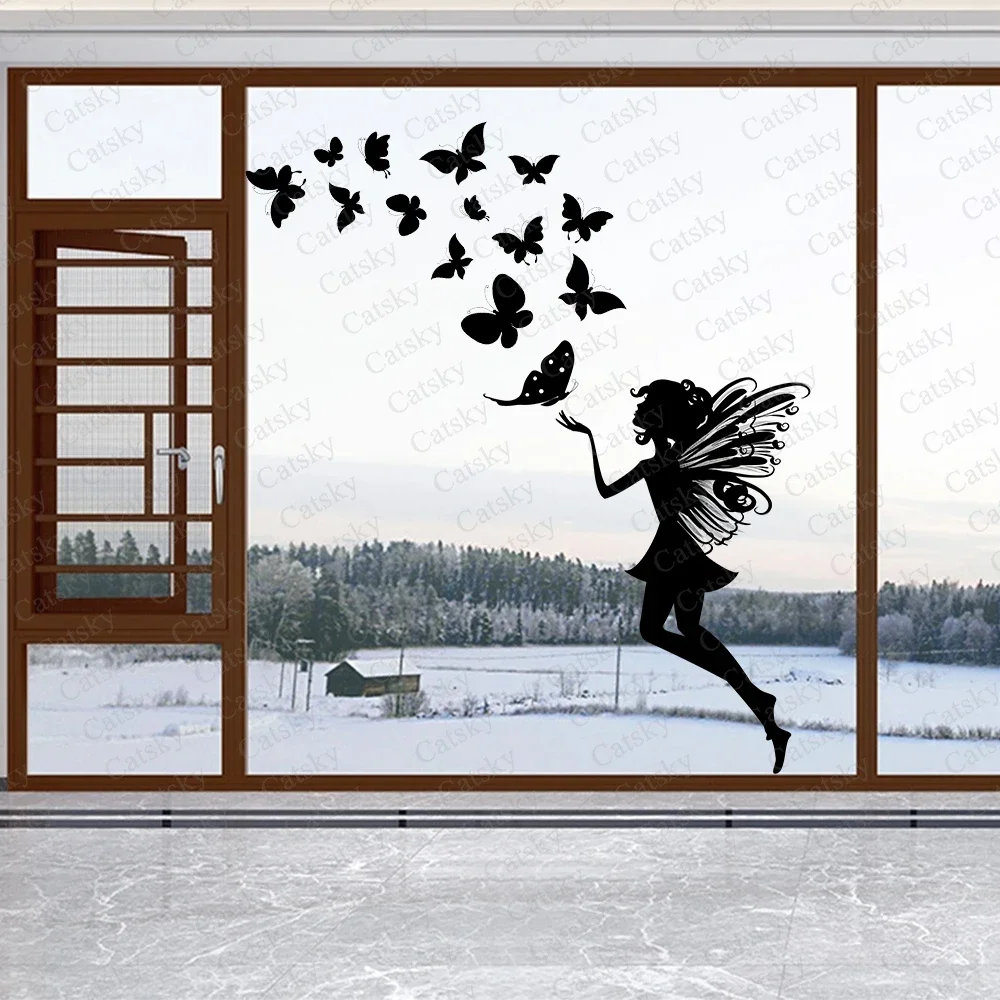 Девушка-бабочка Наклейки на окна наклейки стену фрески крышу украшение дома