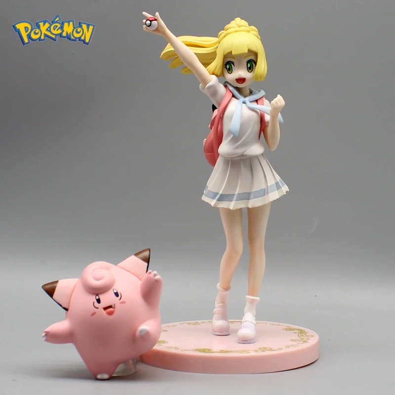

19.5cm Anime Pokemon Lillie Clefairy Action Figure Girl Figurine Kawaii Model Collection Pvc Statue Doll Children Toys Gift