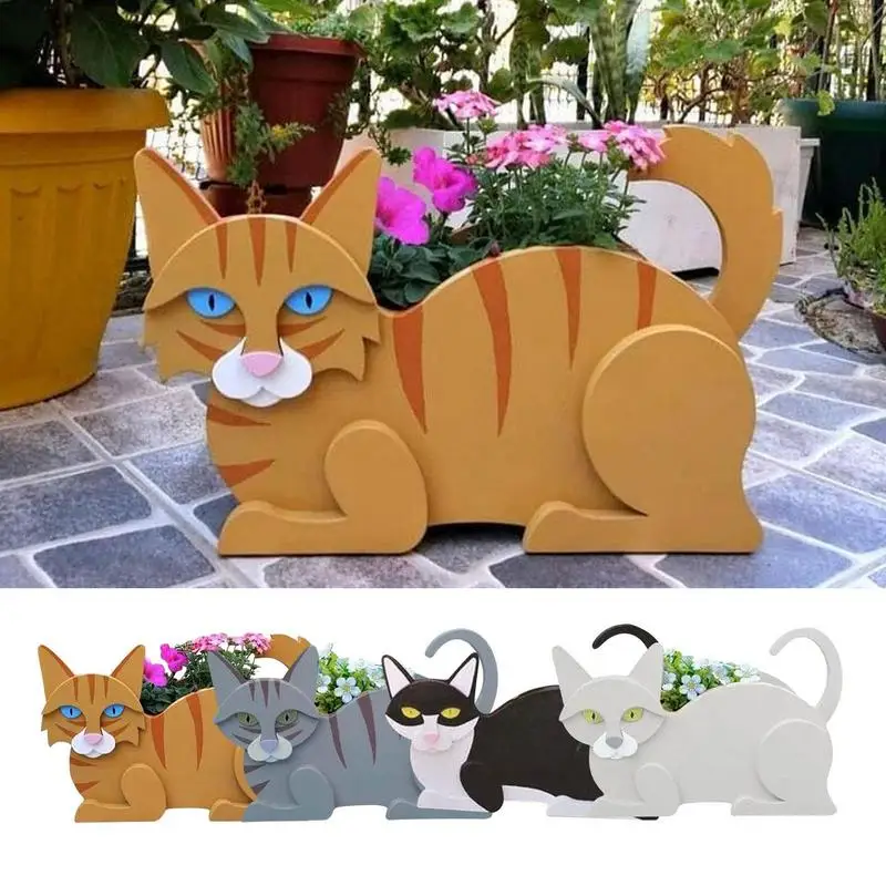 

Горшок для растений в форме кошки, милый горшок для растений в форме кошки, большие уличные коробки для растений, приподнятый фотосад