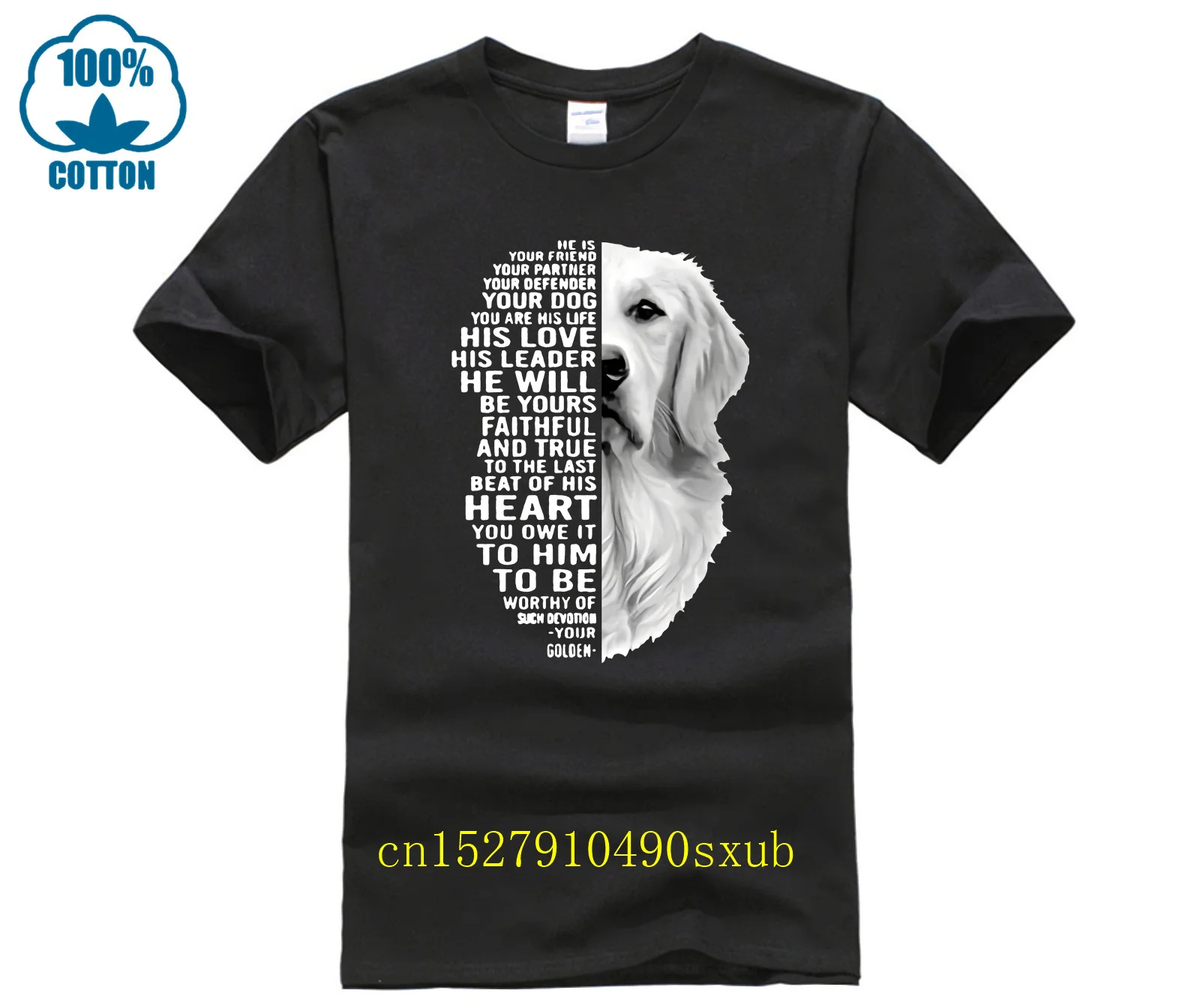 Golden Retriever he is your friend partner defender dog shirt Genuine men's T-shirt cotton jersey