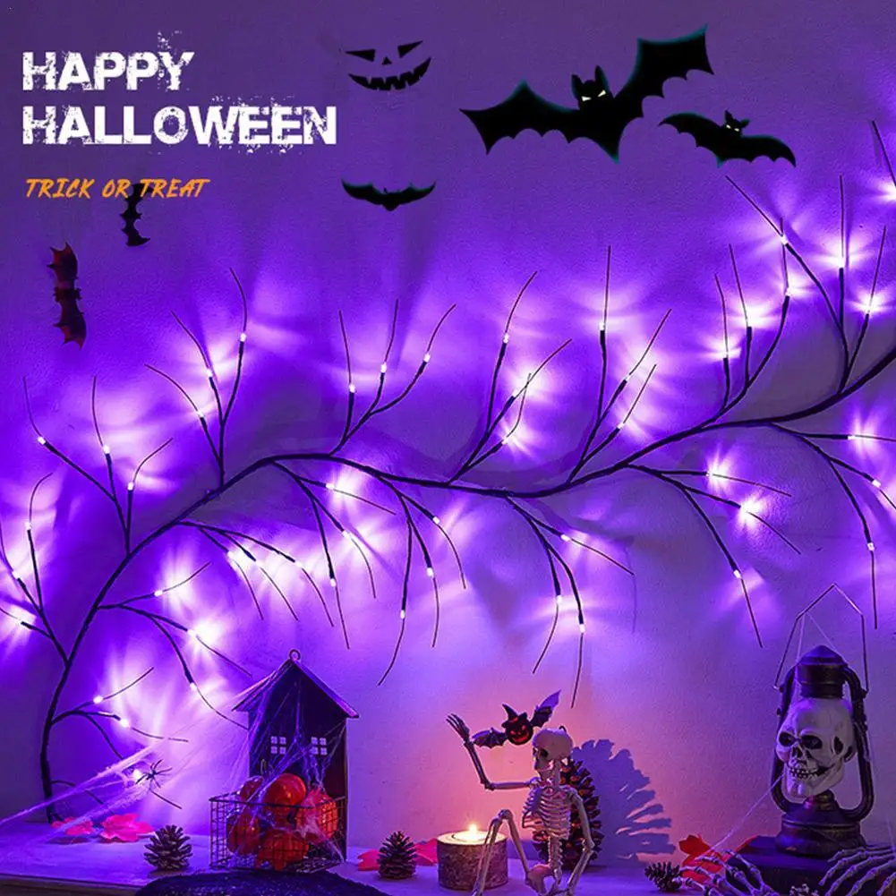 

Halloween Decoration Rattan LED Simulation Spider Branch Ghost Festival Atmosphere Lamp Remote Control Scene Layout Accessories