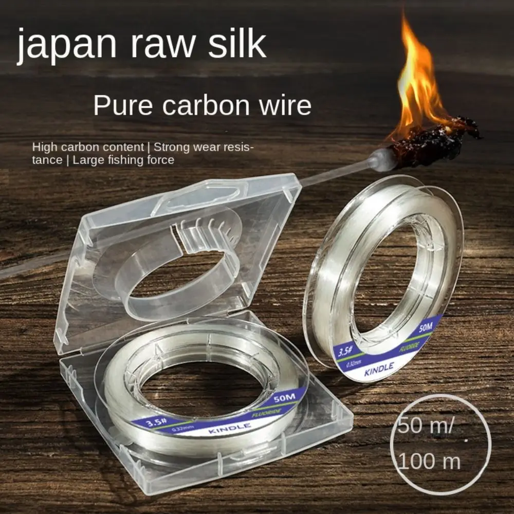 

Transparent pure carbon Fishing Line 50M Carbon Fiber Leader Line High quality Fluorocarbon ling for fly fishing pesca.