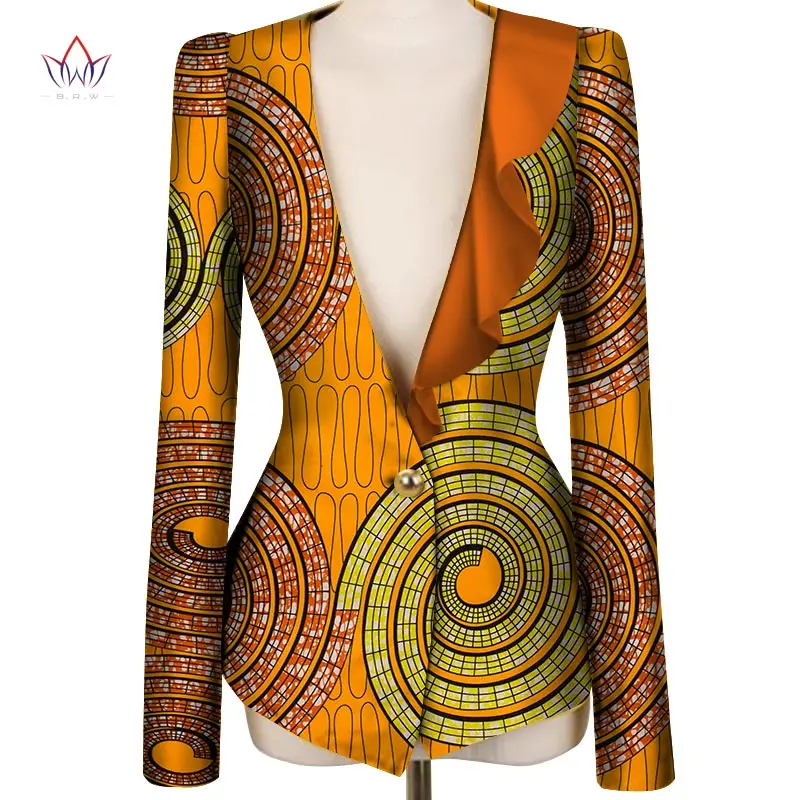 2022 Custom African Clothes for Women Jacket Overcoat Colorful Fashions Long Sleeve Collarless WY3814 | Женская одежда