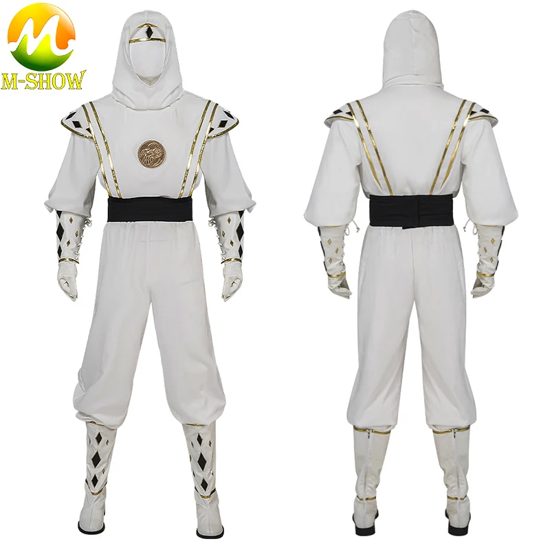 

Костюм для косплея могучих морфинов Power ranger, белый костюм ниндзя Томми Оливера, мужской костюм для ролевых игр на Хэллоуин