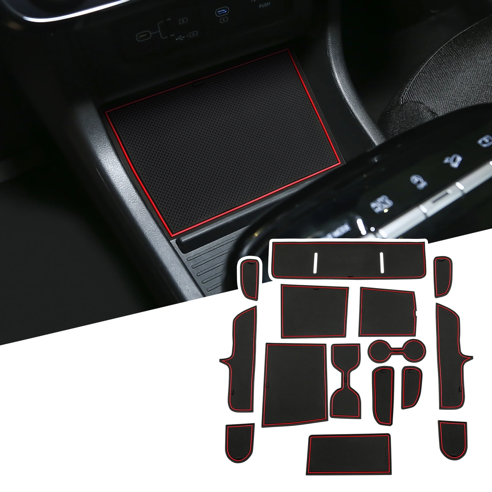 

LFOTPP Дверной паз коврик для Hyundai Tucson NX4 2025 2026 Электронная коробка передач автомобиль противоскользящие резиновые ворота слот Pad автомобиль Hyundai Tucson 2025 аксессуары