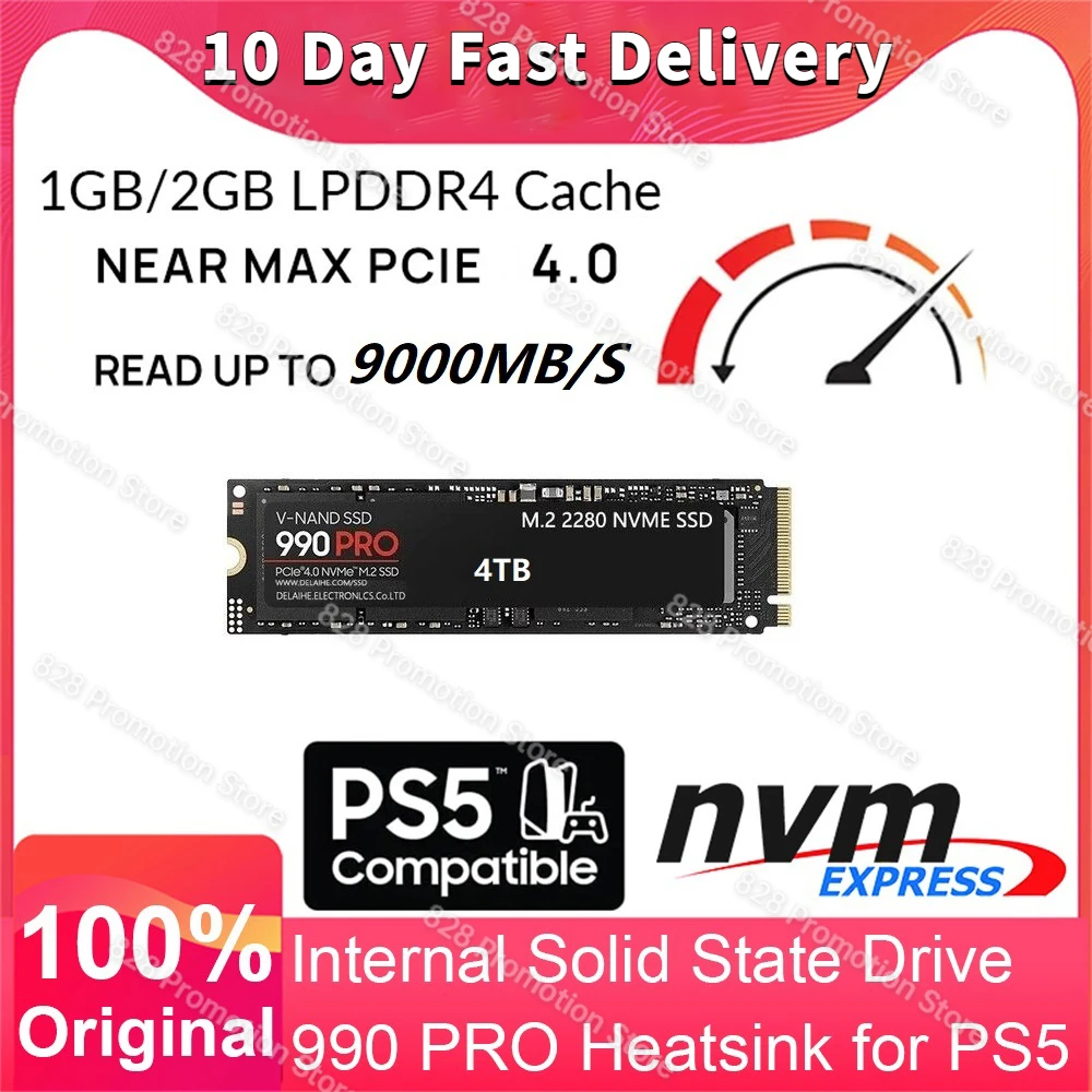 

SSD Nvme M2 1TB 2TB 512GB HD Notebook Internal State Solid Drive Steam Deck M.2 2280 PCIe 5.0 X4 4TB Hard Disk Heatsilk For ps5