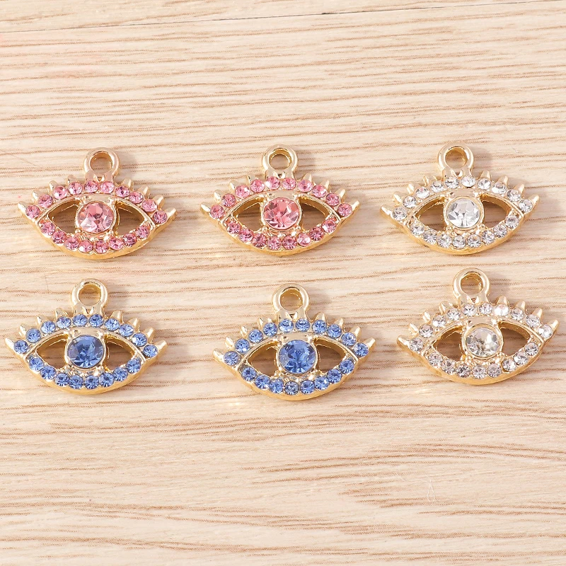 

10pcs 17x13mm Cute Crystal Evil Eye Charms Pendants for Jewelry Making Drop Earrings Necklace DIY Keychains Crafts Accessories