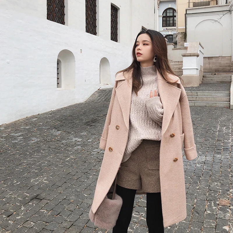 

2023 autumn and winter fishion woolen coat female Mid-Long New Korean temperament women's popular Outerwear woolen coat