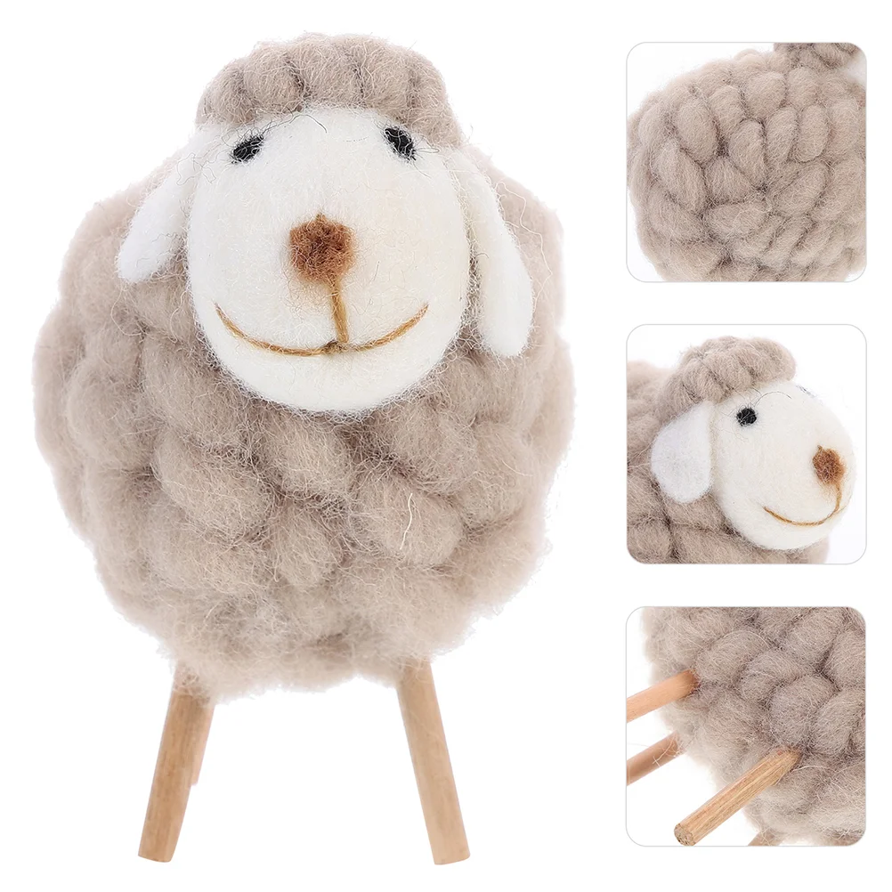 

Sheep Christmas Figurines Decoration Desktop Felt Ornaments Woolcraft Plush Crafts Toy Animal Infant Statue Ornament Smallleg
