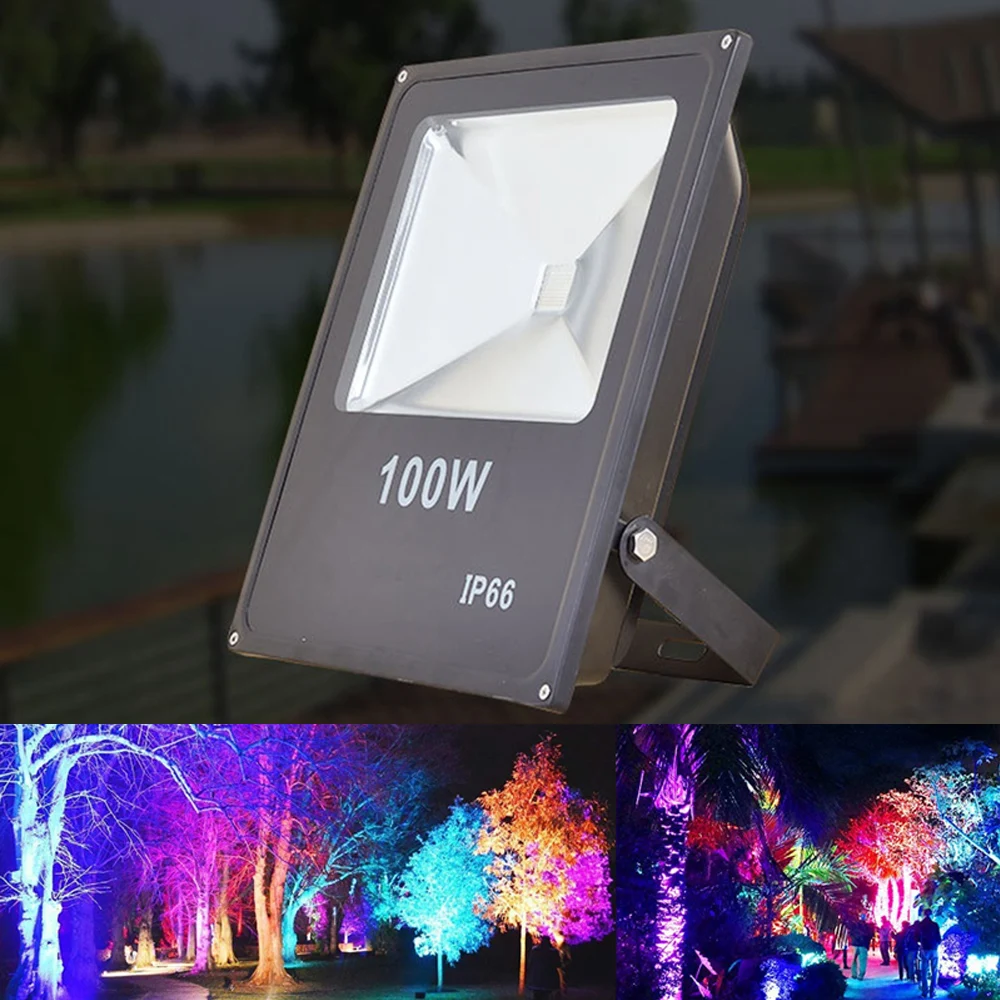

RGB LED Flood Light 10W 20W 30W 50W 100W IP65 Waterproof Outdoor Spotlight 220V RGB Reflector Projector Lamp For Street Garden