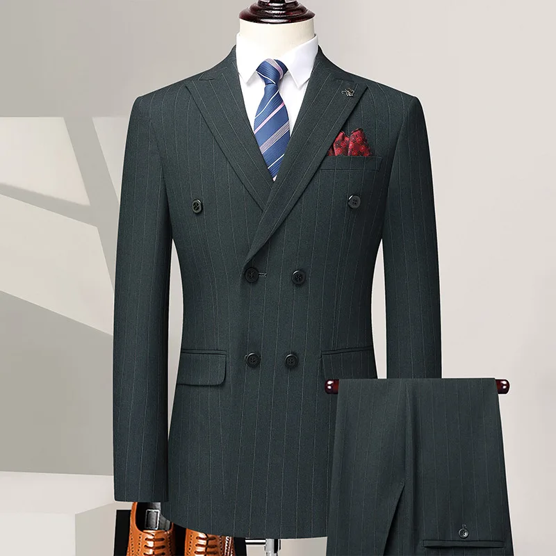 

2023 Мужской (костюм + брюки) Высококачественный Модный деловой привлекательный тренд подходит ко всему изящный Свадебный облегающий комплект из двух предметов с узлом
