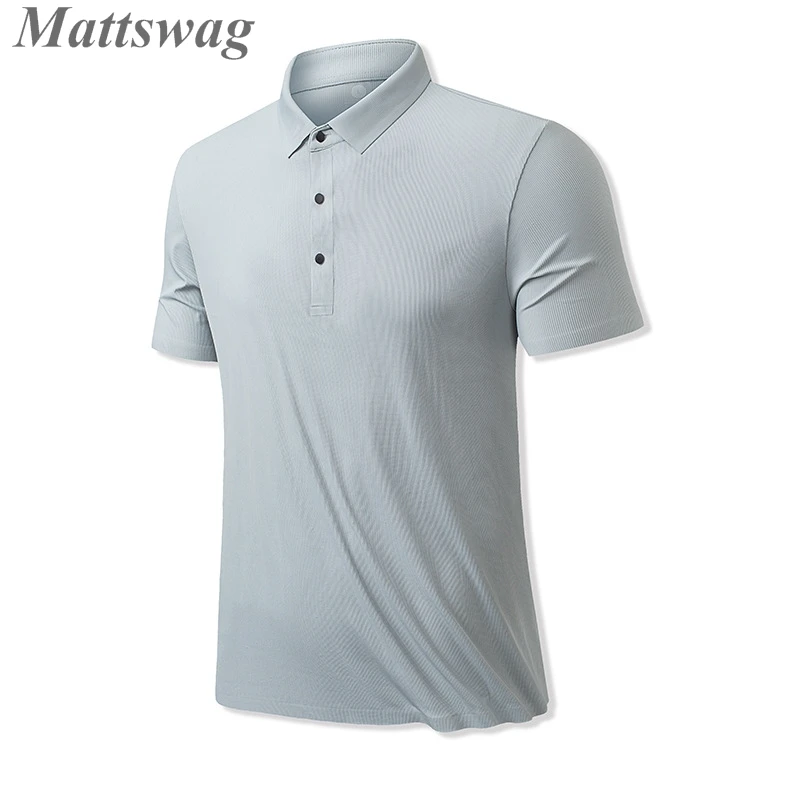 

Mattswag, облегающие быстросохнущие мужские футболки-поло из ледяного шелка, деловой мужской топ для деловых встреч, Повседневная дышащая одежда