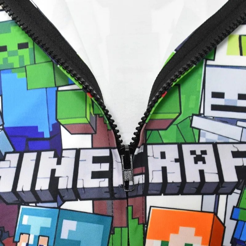 Фото Куртка Minecraft, пальто для детей, осенне-зимние толстовки с капюшоном на молнии, детская модная куртка в стиле аниме, одежда, товары для игр №3