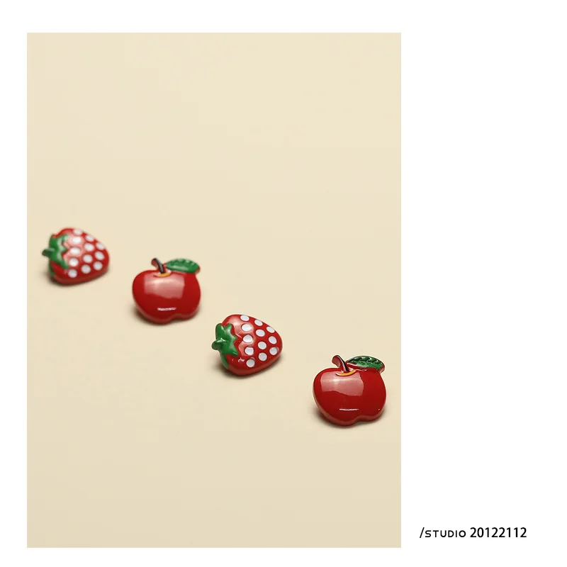 

10pcs/lot Resin Buttons For Knitting Children Clothes Diy Crafts Supplies Dress Blouse Cute Strawberry Apple Sewing Accessories