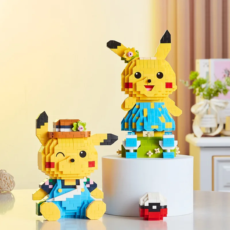 Микро строительные блоки Kawaii Pokemon Pikachu танцевальная музыка Psyduck сборная 3D модель