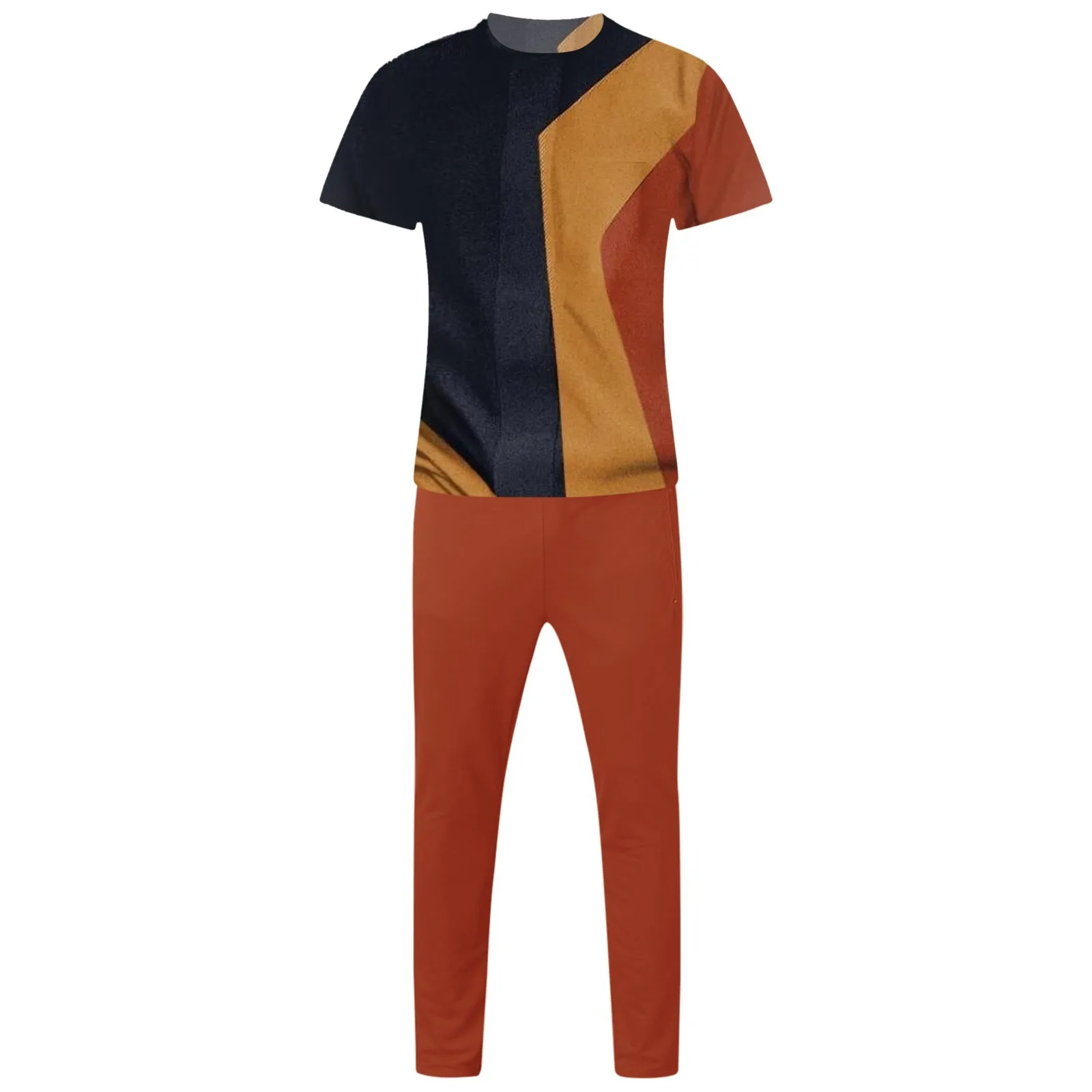 Male Casual 2 Piece Set Color Block Tops Solid Color Quick Dry Shorts Men Sets Ensemble Homme Streetwear Dailywear Conjuntos