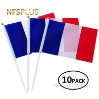10pcslot handheld french flags france 14x21cm flag banner 30cm length plastic flagpole for decoration celebration parade sport