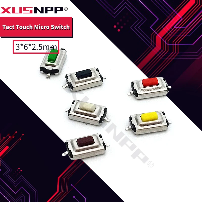 

Тактовый сенсорный микропереключатель 50 шт./лот, 3x6x2,5 мм