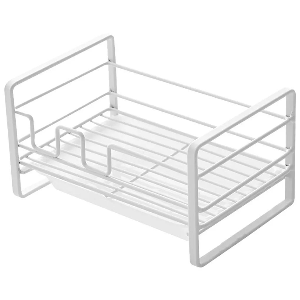

Kitchen Sink Sponge Holder Organizer Tray Metal Dish Washing Cloth Rack Countertop Storage Shelf