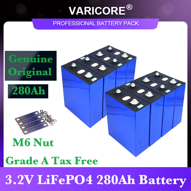 

8pcs VariCore 3.2V 280Ah lifepo4 DIY 12V 24v 280AH Rechargeable battery pack for Electric car RV Solar Energy +M6 Nut TAX FREE