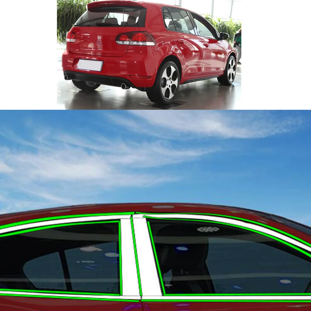 

Car Stainless Steel Sticker Garnish Pillar Window Middle Strip Trim Frame Hoods Parts For VW Volkswagen Golf6 Golf 6 2008-2013