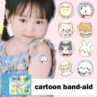 120pcsbox round band aid waterproof breathable adhesive plaster bandaid cartoon pattern wound patch sticker baby cute bandages