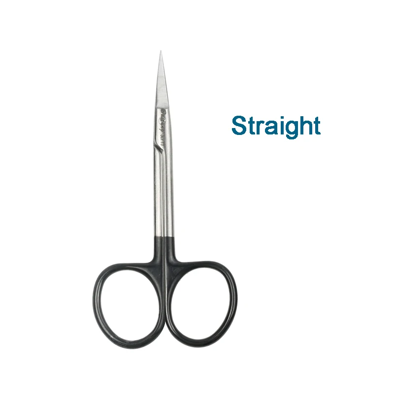 

10cm Stainless Steel Cut Tissue Scissors Curved/Straight Head Medical Scissors Black Handle Tissue Scissors Autoclavable