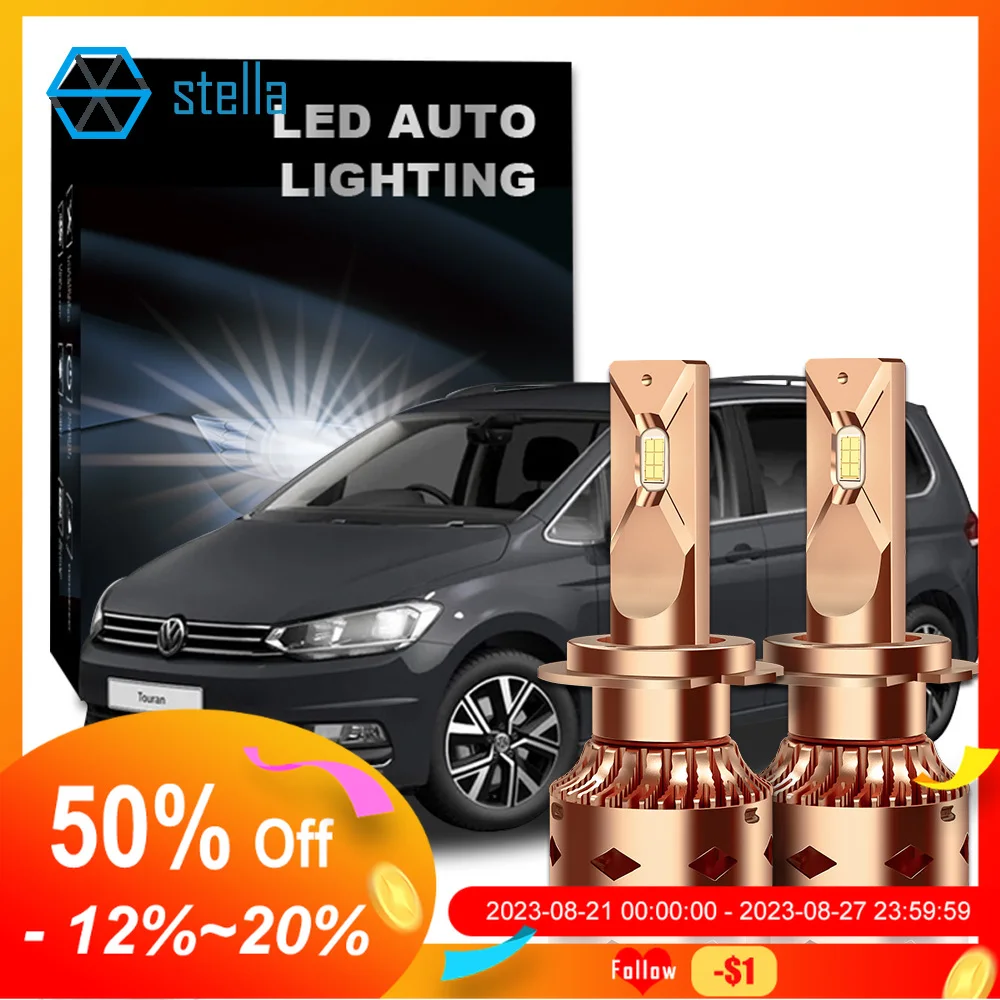 

Stella 2pcs LED Low Beam/Dipped Beam Headlight for VOLKSWAGEN VW TOURAN Halogen Replacement Bulb 2003 Till Now 6000k 110W Canbus