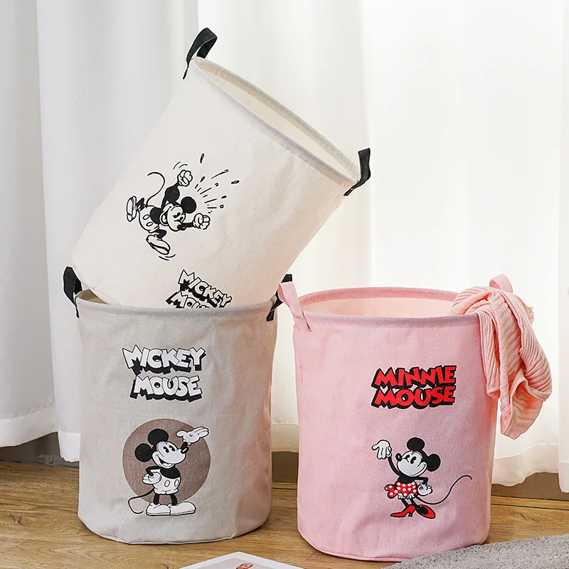 

Kawaii Disney Anime Hobby Mickey Mouse Minnie Mouse Household Folding Fabric Dirty Laundry Basket Dirty Clothes Storage Basket