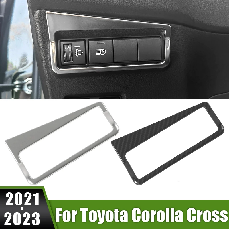 

For Toyota Corolla Cross XG10 2021 2022 2023 Hybrid Stainless Car Headlight Adjustment Button Frame Switch Knob Panel Cover