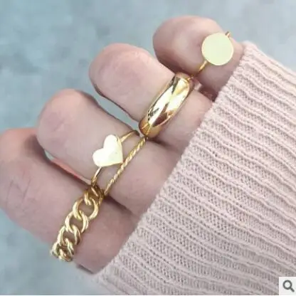 

Delysia King New ring women geometric love gold ring set