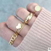 delysia king new ring women geometric love gold ring set