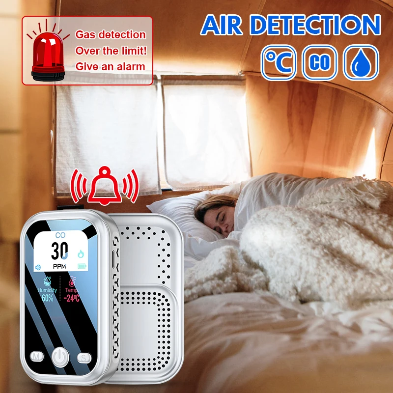 

3 IN 1 Carbon Monoxide Detector LCD Indicator Safe Sensor Air Quality Monitor CO Temperature Humidity Meter For Indoor And Car
