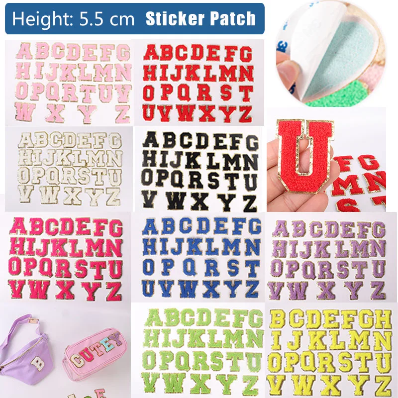 

5.5CM A-Z Letter Sticker Patch Colors Towel English Letter Patches for Clothes Bag Embroidery Appliques Name DIY Felting