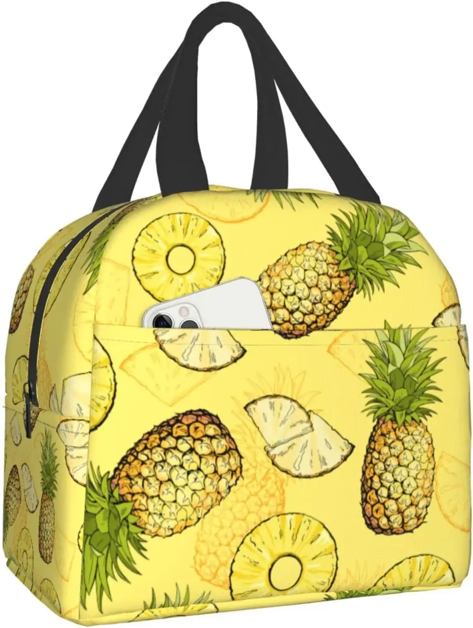 

Pineapples Insulated Lunch Bag Women Lunch Box for Men Portable Cooler Tote Bag for Work Picnic Travel Bento Bag