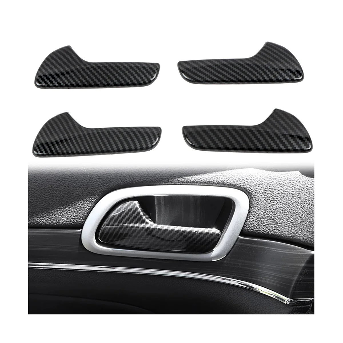 

4 шт., накладки на внутреннюю дверную ручку автомобиля из углеродного волокна для Dodge Durango 2011-2022