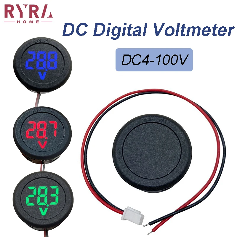 

DC 4-100V Digital Reverse Protection Voltmeter LED Digital Display Circular Two-wire Voltmeter Reverse Connection Protection