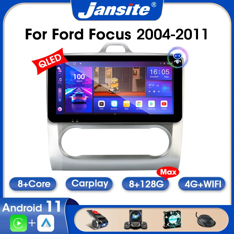 Jansite 10.33&quot 2 Din Android 11.0 Car Radio For Ford Focus 3 Mk2/Mk3 2004-2011 QLED Floating Screen Multimedia Video Player FM |