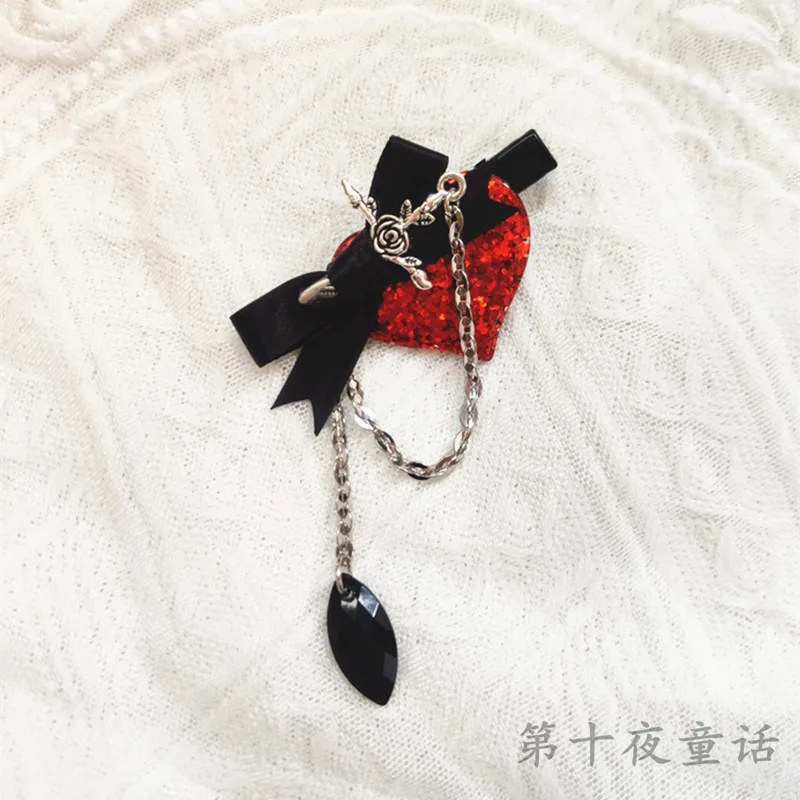 

Punk Love Sweet Cool Gothic Lolita Headwear Girl Hairpin Lolita Bowknot Side Edge Clip Sweet Cute Cross Hair Clip Accessories
