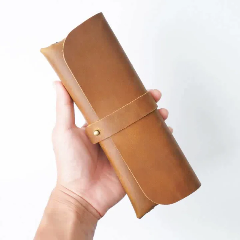 Case Men's Retro Pen Bag Student Large-capacity Stationery Storage Bag Cowhide Glasses Box Wholesale