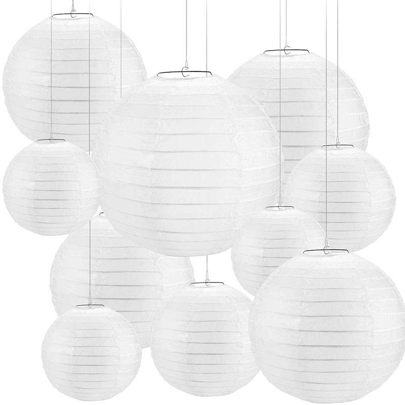 

30 Pcs 4 Inch-12 Inch White Paper Lantern Chinese Lanterne Papier Lampion Wedding Party Halloween Christmas Event Hanging Decor