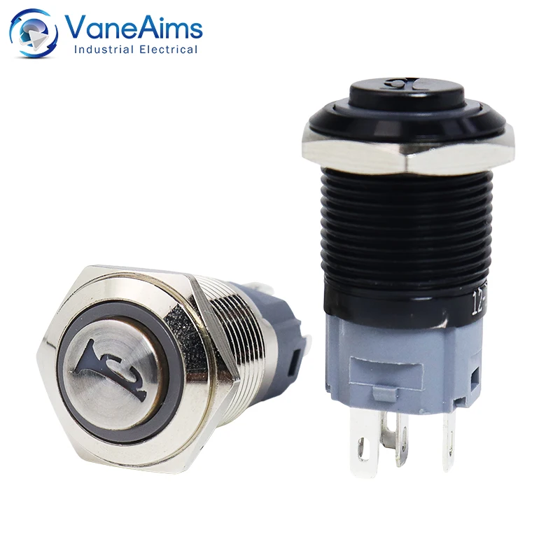 

Водонепроницаемый металлический переключатель VaneAims 16 мм 12В 24В 220В