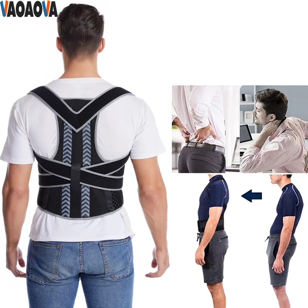 

1 Pcs Adjustable Fully Back Brace Posture Corrector Lumbar Shoulder Neck Support For Improve Posture Provide Back Pain Relief
