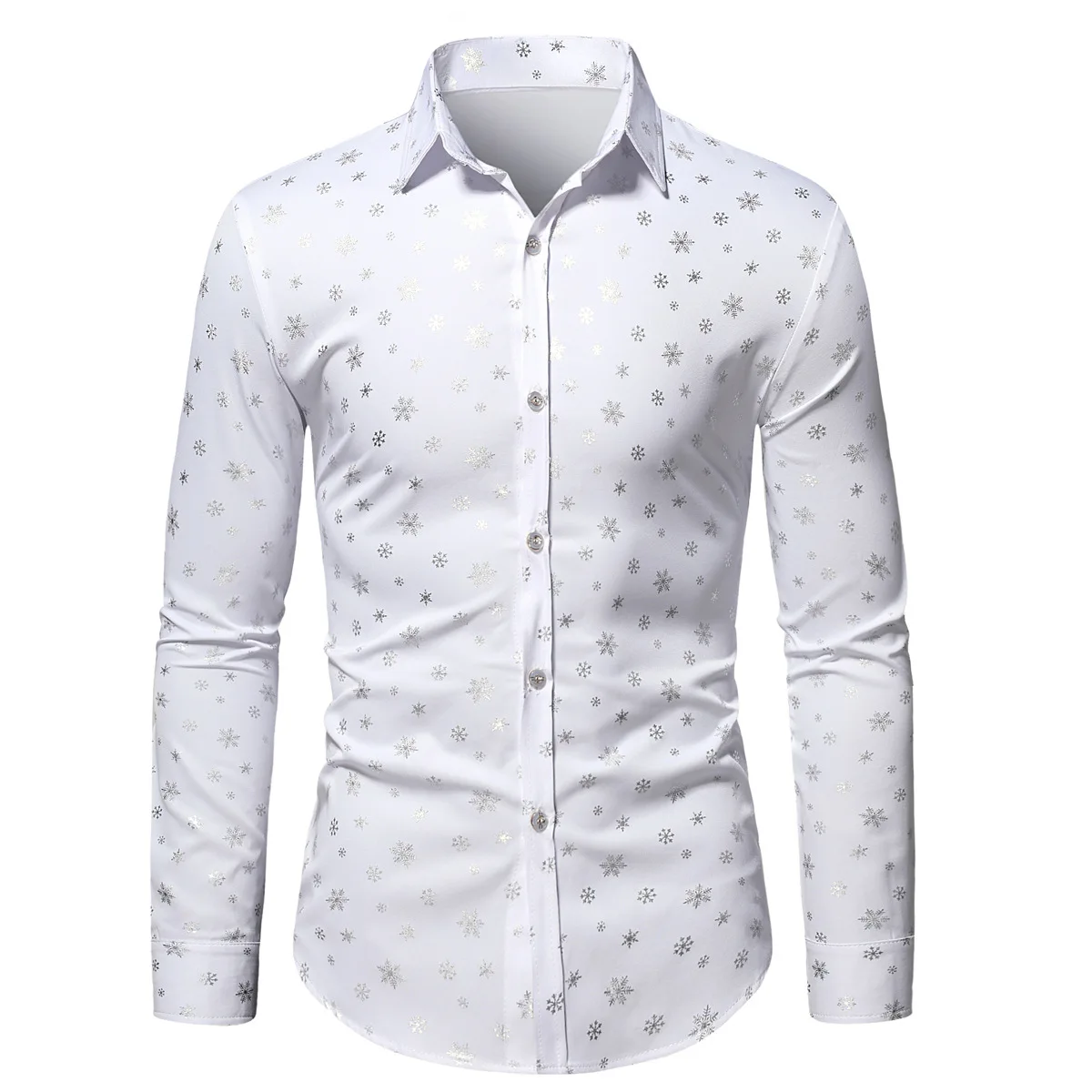 

Men Christmas Shirts Blouse Long Sleeve Snowflakes Printed Top Shirts Autumn Winter Men's Clothing Chemise Homme Party Prom 2022