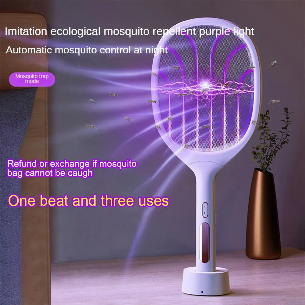 

Electric Shock Mosquito New Ultra-light Not Tired Hand Bug Zappers Household Two-in-One Rechargeable Purple Mosquito Lure