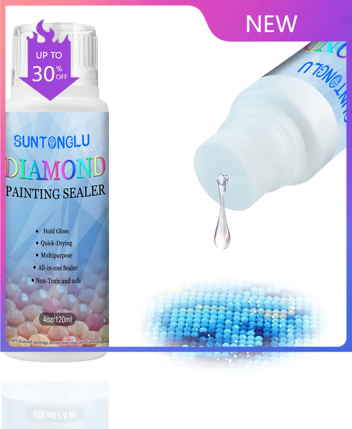 

Diamond Painting Sealer High Gloss 120ML Diamond Art Glue Sealer Permanent Hold Shine Effect Sealer DIY Craft Conserver Glue