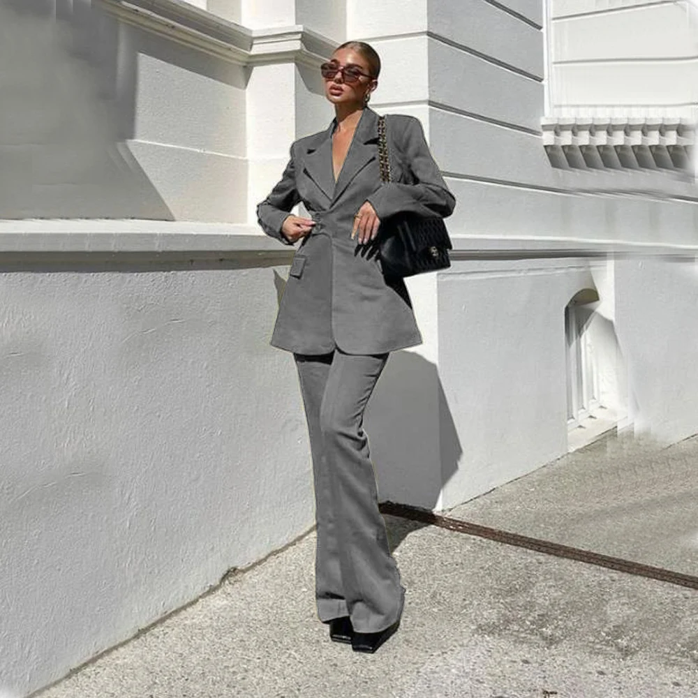 Slim Fit Ladies Suit Chic and Elegant Woman Pants Set Woman 2 Pieces Single-breasted Elegant Women's Sets Lapel  Luxury Suits